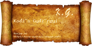 Koós Györgyi névjegykártya